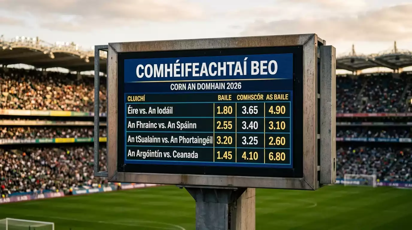 Corrlaigh codánacha do Chorn an Domhain FIFA 2026 le foirne ceannaíre