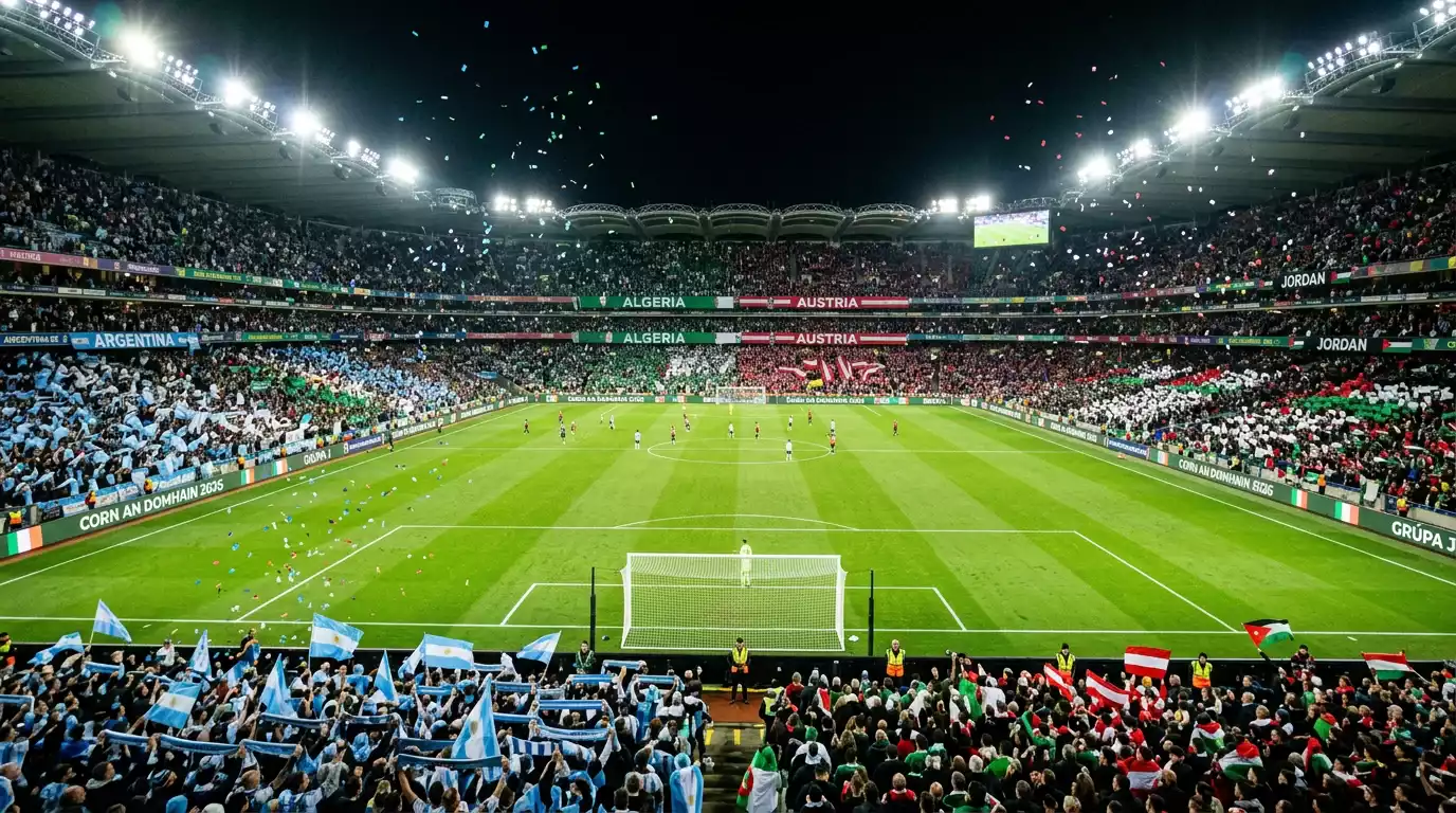Grupa J ag Corn an Domhain 2026 le An Airgintín An Ailgéir An Ostair agus An Iordáin