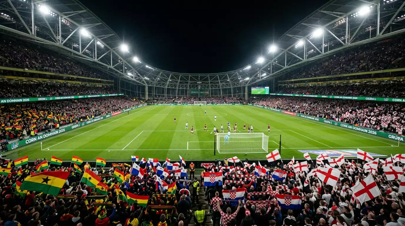 Grupa L ag Corn an Domhain 2026 le Sasana An Chróit Gána agus Panama