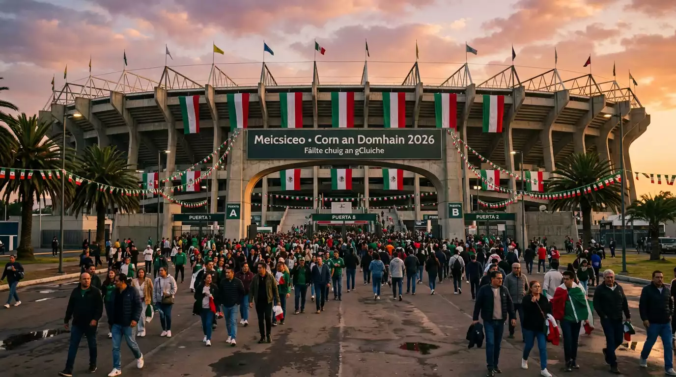 Meicsiceo ag Corn an Domhain 2026 mar óstach i nGrúpa A le Estadio Azteca